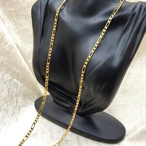 Vintage Gold Tone Figaro Link Lobster Closure Necklace